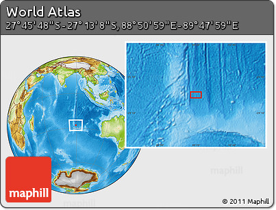 Physical Location Map of the Area around 27° 29' 28" S, 89° 19' 29" E
