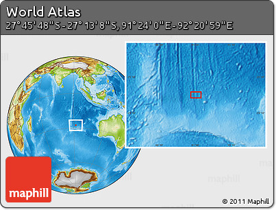 Physical Location Map of the Area around 27° 29' 28" S, 91° 52' 30" E