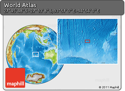 Physical Location Map of the Area around 27° 29' 28" S, 94° 25' 30" E