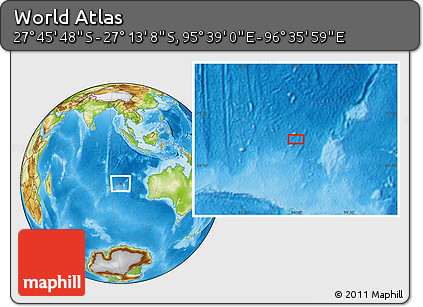 Physical Location Map of the Area around 27° 29' 28" S, 96° 7' 30" E