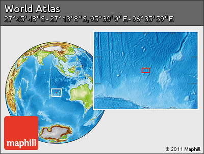 Physical Location Map of the Area around 27° 29' 28" S, 96° 7' 30" E