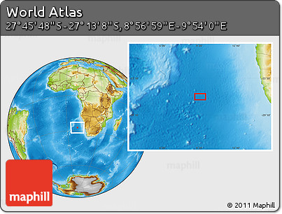 Physical Location Map of the Area around 27° 29' 28" S, 9° 25' 30" E