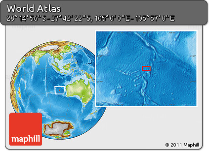 Physical Location Map of the Area around 27° 58' 39" S, 105° 28' 29" E