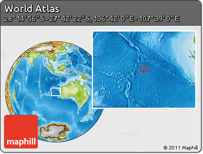 Physical Location Map of the Area around 27° 58' 39" S, 107° 10' 30" E