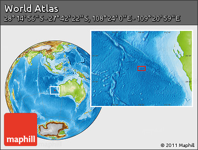 Physical Location Map of the Area around 27° 58' 39" S, 108° 52' 30" E