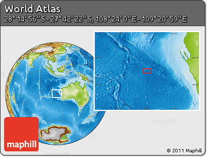 Physical Location Map of the Area around 27° 58' 39" S, 108° 52' 30" E