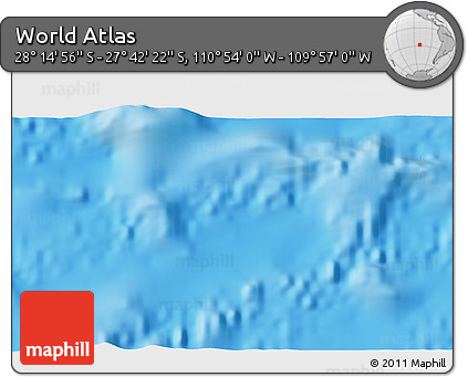 Physical 3D Map of the Area around 27° 58' 39" S, 110° 25' 30" W