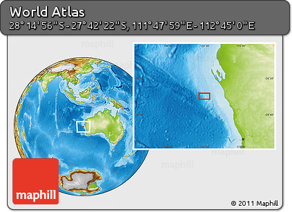 Physical Location Map of the Area around 27° 58' 39" S, 112° 16' 30" E