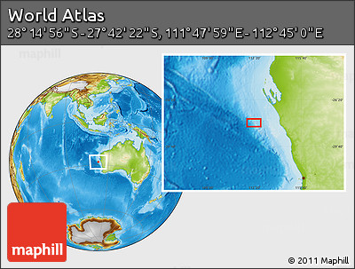Physical Location Map of the Area around 27° 58' 39" S, 112° 16' 30" E