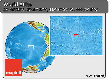 Physical Location Map of the Area around 27° 58' 39" S, 112° 7' 30" W