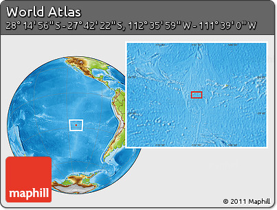 Physical Location Map of the Area around 27° 58' 39" S, 112° 7' 30" W