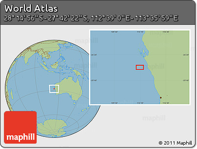 Savanna Style Location Map of the Area around 27° 58' 39" S, 113° 7' 30" E