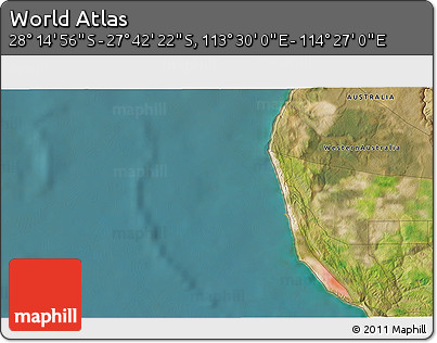 Satellite 3D Map of the Area around 27° 58' 39" S, 113° 58' 29" E
