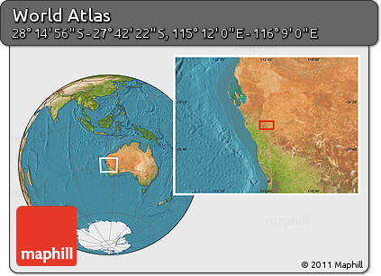 Satellite Location Map of the Area around 27° 58' 39" S, 115° 40' 30" E