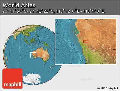 Satellite Location Map of the Area around 27° 58' 39" S, 115° 40' 30" E
