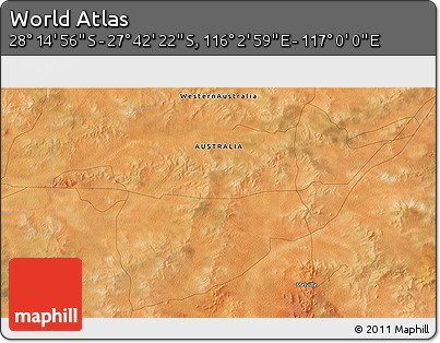 Satellite 3D Map of the Area around 27° 58' 39" S, 116° 31' 30" E