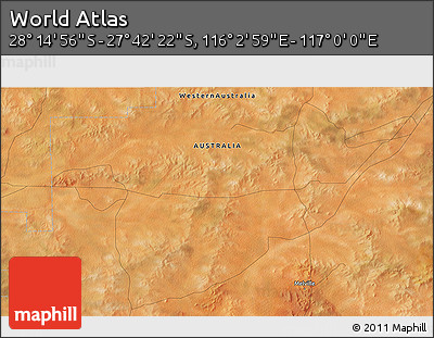 Satellite 3D Map of the Area around 27° 58' 39" S, 116° 31' 30" E