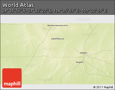 Physical 3D Map of the Area around 27° 58' 39" S, 119° 4' 29" E