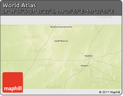 Physical 3D Map of the Area around 27° 58' 39" S, 119° 4' 29" E