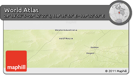 Physical Panoramic Map of the Area around 27° 58' 39" S, 119° 4' 29" E