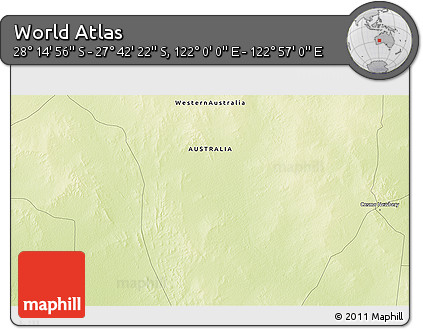 Physical 3D Map of the Area around 27° 58' 39" S, 122° 28' 29" E