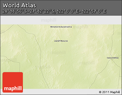 Physical 3D Map of the Area around 27° 58' 39" S, 122° 28' 29" E