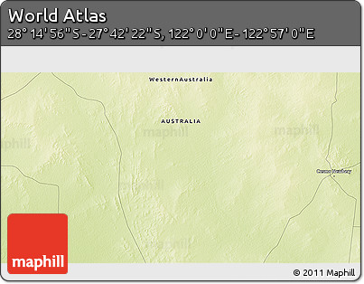 Physical 3D Map of the Area around 27° 58' 39" S, 122° 28' 29" E