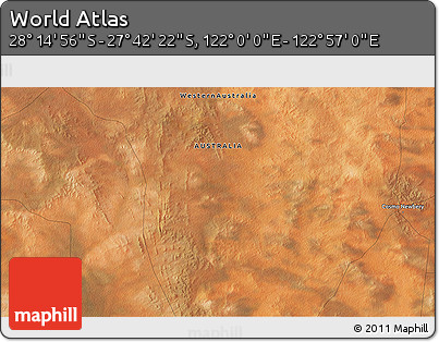Satellite 3D Map of the Area around 27° 58' 39" S, 122° 28' 29" E