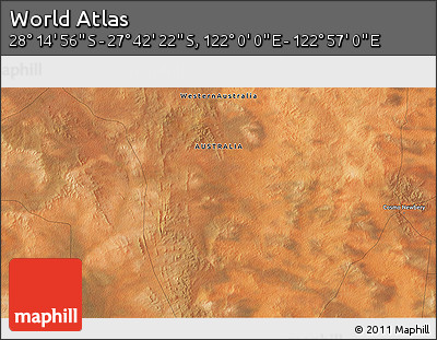 Satellite 3D Map of the Area around 27° 58' 39" S, 122° 28' 29" E