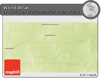 Physical 3D Map of the Area around 27° 58' 39" S, 123° 19' 29" E