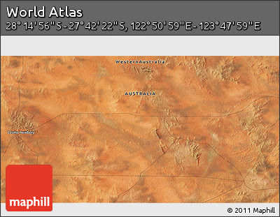 Satellite 3D Map of the Area around 27° 58' 39" S, 123° 19' 29" E