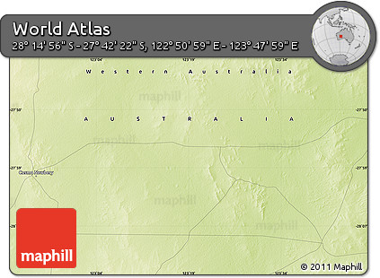 Physical Map of the Area around 27° 58' 39" S, 123° 19' 29" E