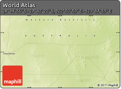 Physical Map of the Area around 27° 58' 39" S, 123° 19' 29" E
