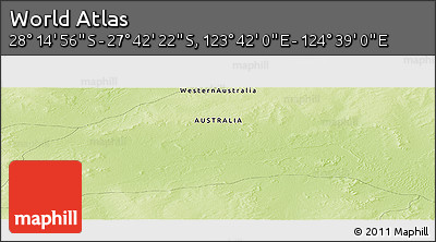 Physical Panoramic Map of the Area around 27° 58' 39" S, 124° 10' 30" E