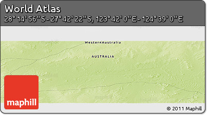 Physical Panoramic Map of the Area around 27° 58' 39" S, 124° 10' 30" E