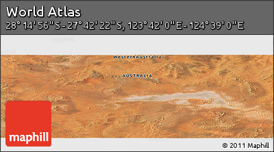 Satellite Panoramic Map of the Area around 27° 58' 39" S, 124° 10' 30" E