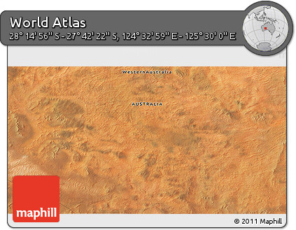 Satellite 3D Map of the Area around 27° 58' 39" S, 125° 1' 30" E