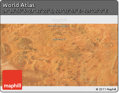 Satellite 3D Map of the Area around 27° 58' 39" S, 125° 1' 30" E
