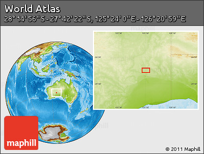 Physical Location Map of the Area around 27° 58' 39" S, 125° 52' 30" E