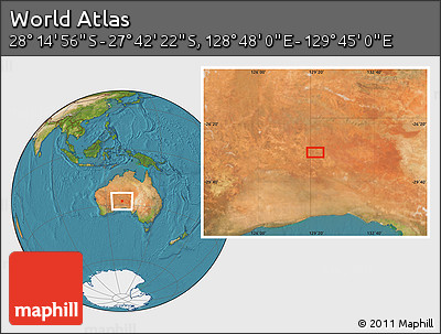 Satellite Location Map of the Area around 27° 58' 39" S, 129° 16' 30" E