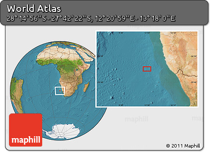 Satellite Location Map of the Area around 27° 58' 39" S, 12° 49' 29" E
