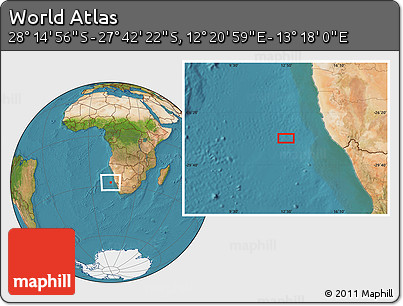 Satellite Location Map of the Area around 27° 58' 39" S, 12° 49' 29" E