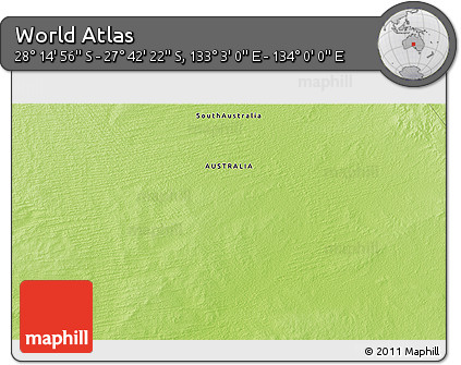 Physical 3D Map of the Area around 27° 58' 39" S, 133° 31' 30" E