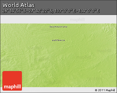 Physical 3D Map of the Area around 27° 58' 39" S, 133° 31' 30" E