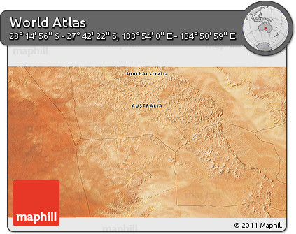 Satellite 3D Map of the Area around 27° 58' 39" S, 134° 22' 30" E