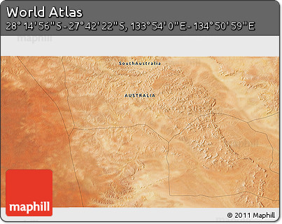 Satellite 3D Map of the Area around 27° 58' 39" S, 134° 22' 30" E
