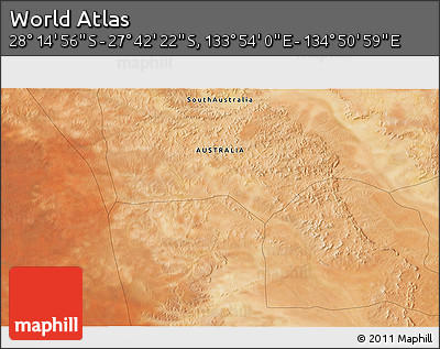 Satellite 3D Map of the Area around 27° 58' 39" S, 134° 22' 30" E