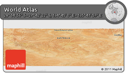 Satellite Panoramic Map of the Area around 27° 58' 39" S, 135° 13' 29" E