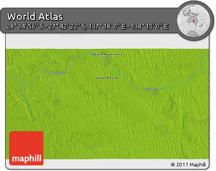 Physical 3D Map of the Area around 27° 58' 39" S, 137° 46' 30" E