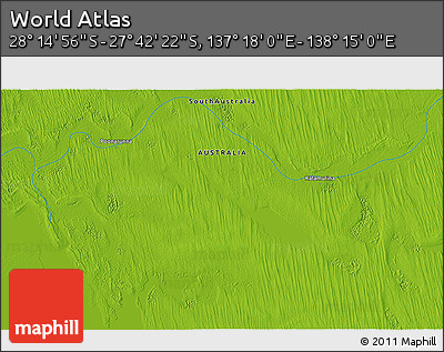 Physical 3D Map of the Area around 27° 58' 39" S, 137° 46' 30" E